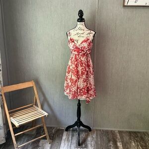 BCBGMaxAzria Red and White Floral Mini Dress